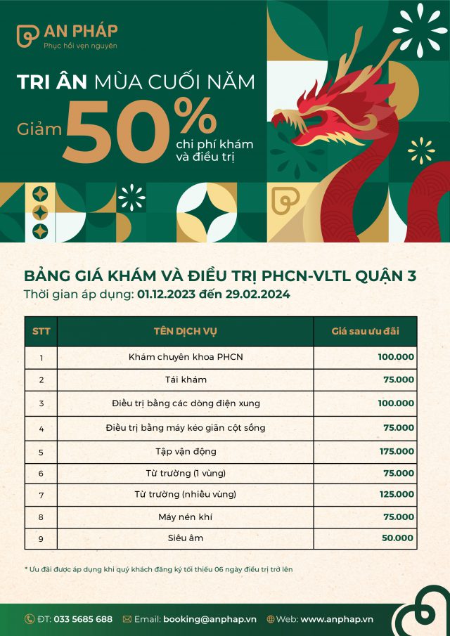 Mức phí khám và điều trị phục hồi chức năng cơ sở quận 3